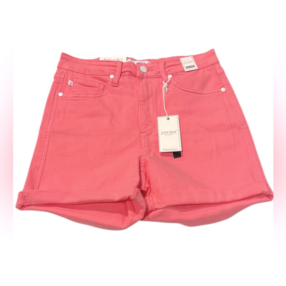 Judy Blue High Waist Coral Pink Denim Shorts